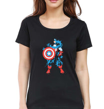 Load image into Gallery viewer, Captain America Superhero T-Shirt for Women-Black-Ektarfa.online
