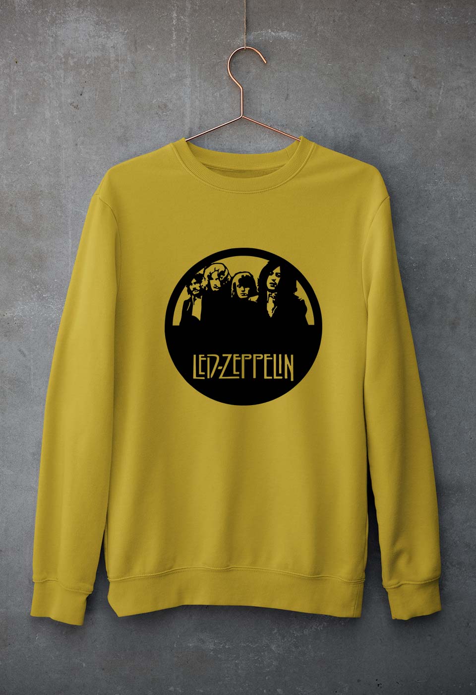 Led Zeppelin Unisex Sweatshirt for Men/Women-Mustard Yellow-Ektarfa.online