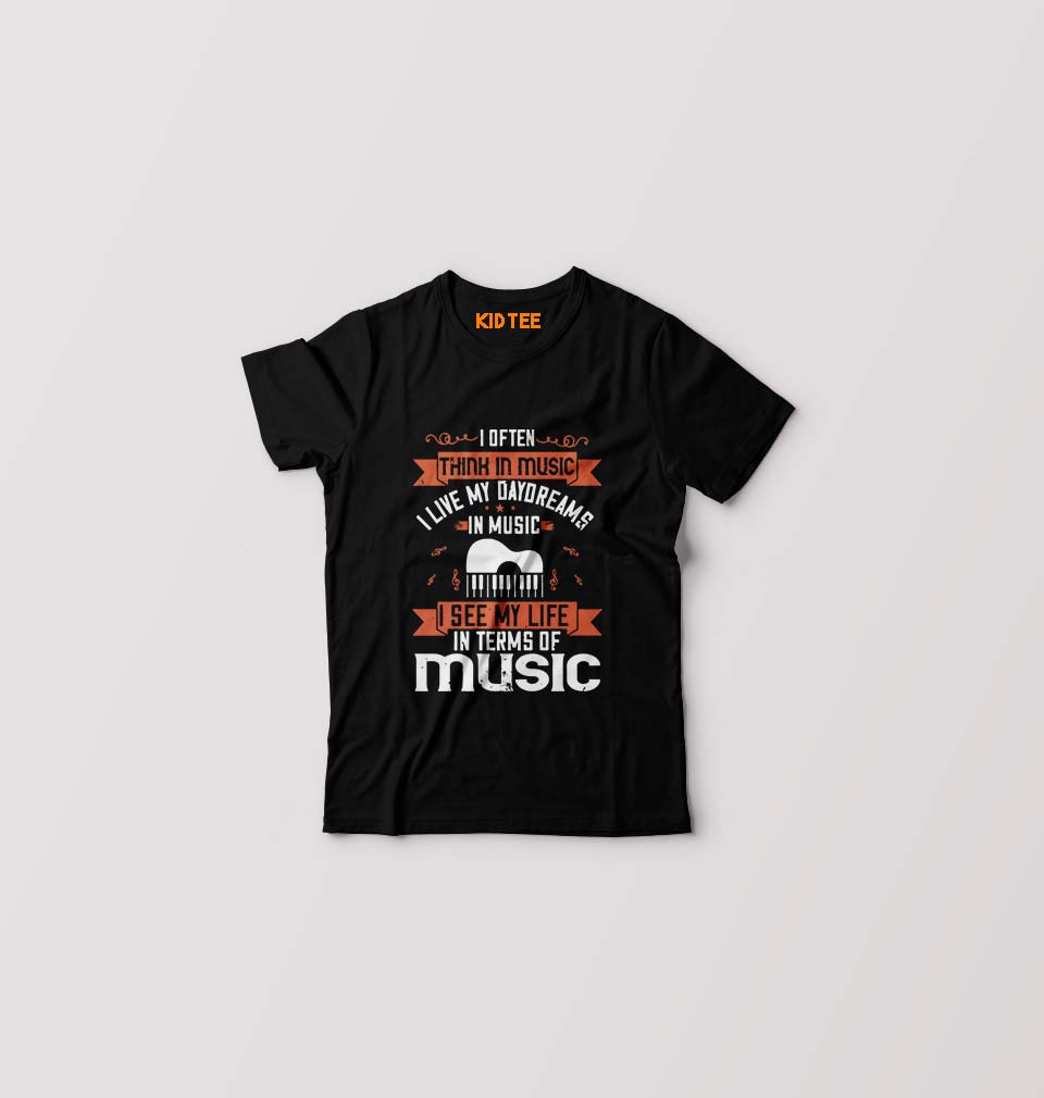 Music Kids T-Shirt for Boy/Girl-Black-Ektarfa.online