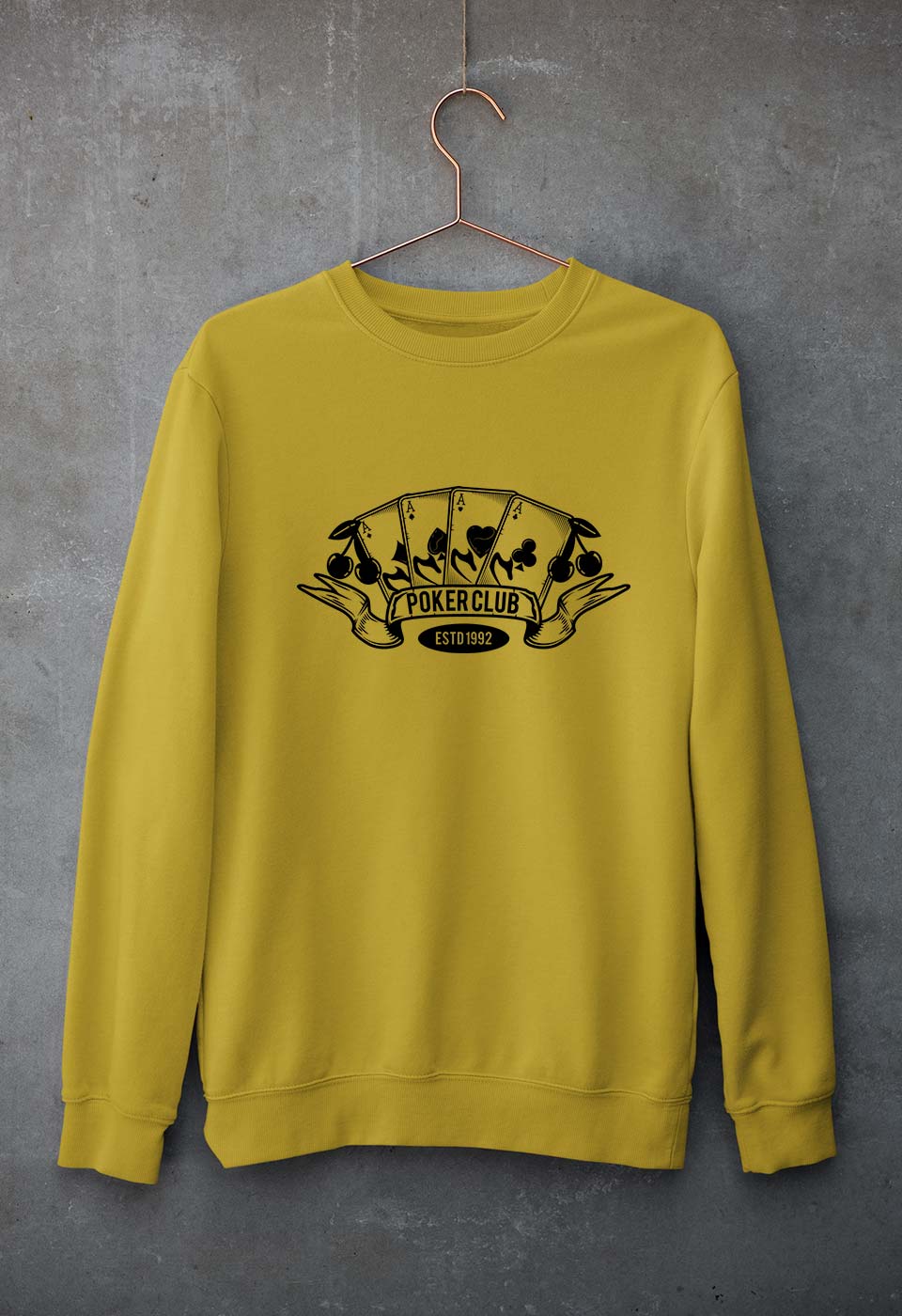 Poker Unisex Sweatshirt for Men/Women-Mustard Yellow-Ektarfa.online