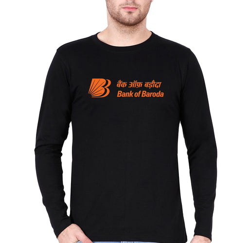 Bank of Baroda Full Sleeves T-Shirt for Men-S(38 Inches)-Black-Ektarfa.online