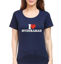 Load image into Gallery viewer, I Love Hyderabad T-Shirt for Women-Navy Blue-Ektarfa.online
