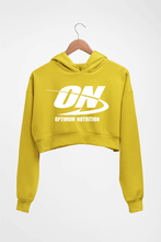 Load image into Gallery viewer, optimum nutrition (ON) Crop HOODIE FOR WOMEN-Mustard yellow-Ektarfa.online
