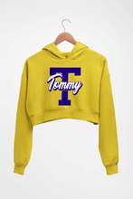 Load image into Gallery viewer, Varsity Tommy Crop HOODIE FOR WOMEN-Mustard Yellow-Ektarfa.online
