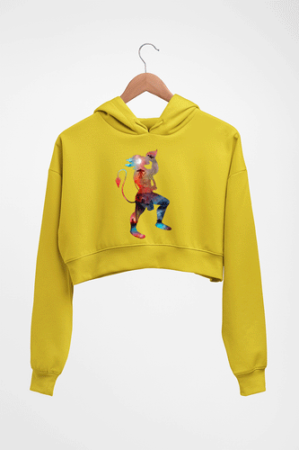 Hanuman Ji (God) Crop HOODIE FOR WOMEN-Mustard Yellow-Ektarfa.online