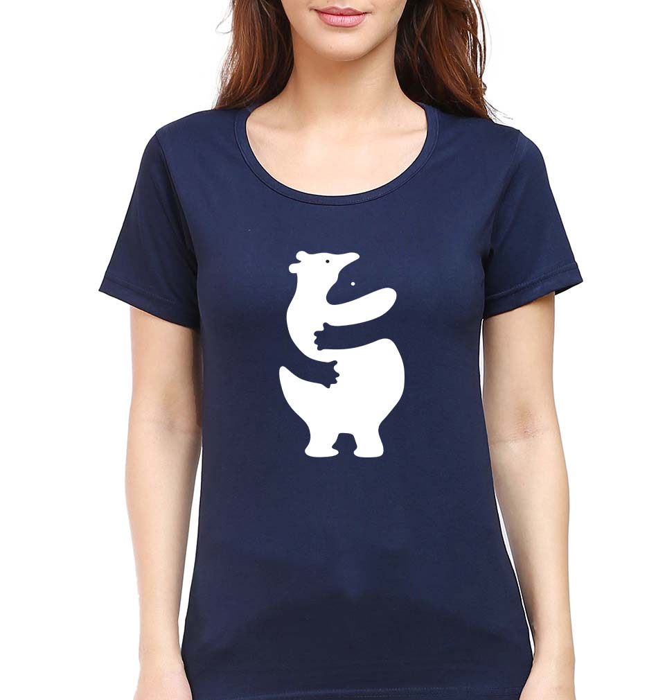 Hippo Dolphin Hug T-Shirt for Women-Navy Blue-Ektarfa.online