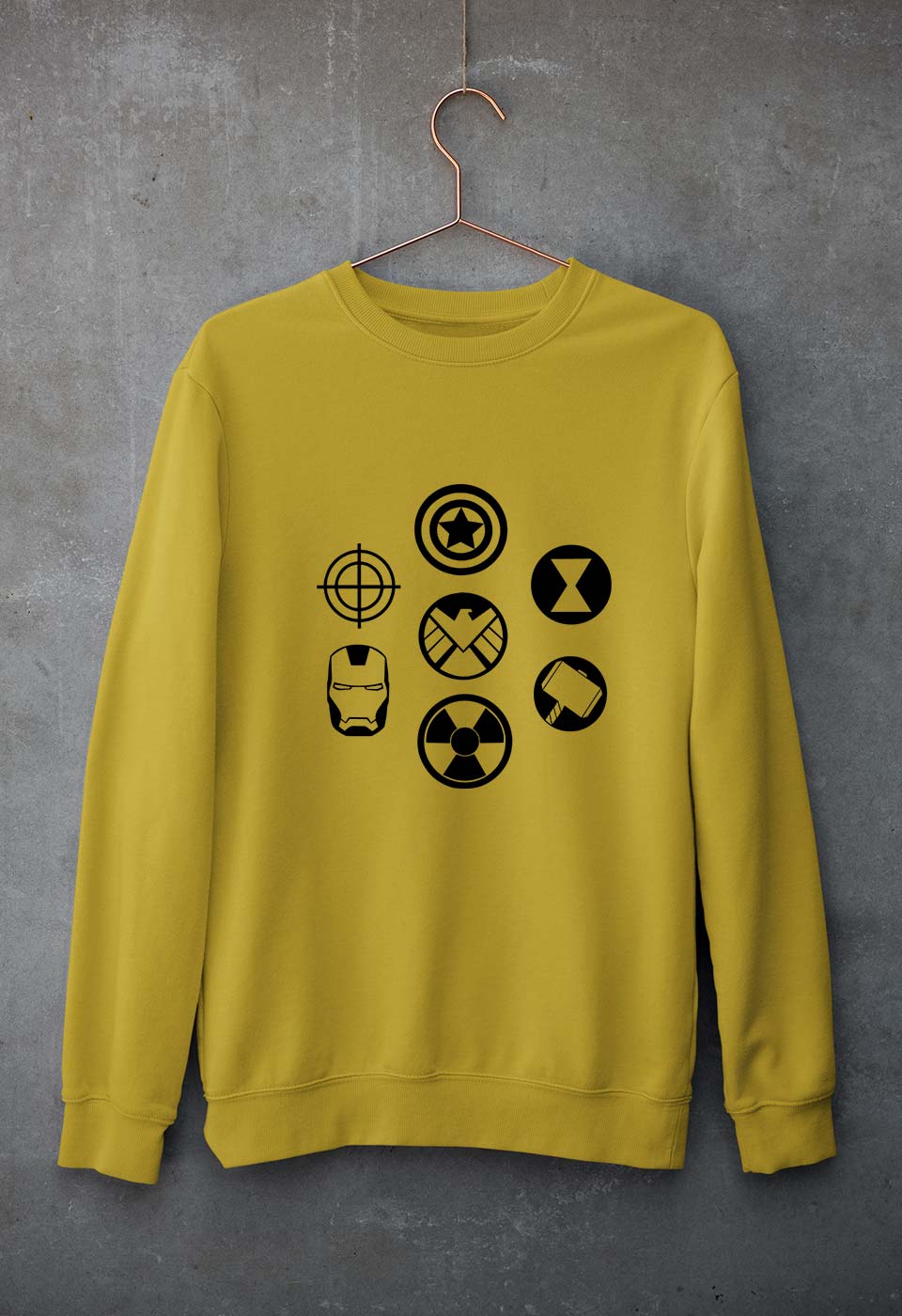Marvel Superhero Unisex Sweatshirt for Men/Women-Mustard Yellow-Ektarfa.online