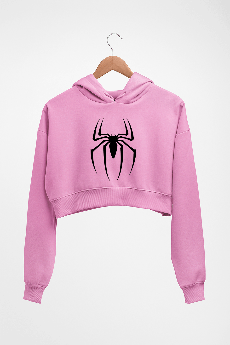 Spiderman Crop HOODIE FOR WOMEN-Light Baby Pink-Ektarfa.online