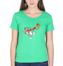 Load image into Gallery viewer, Tom and Jerry T-Shirt for Women-Flag Green-Ektarfa.online
