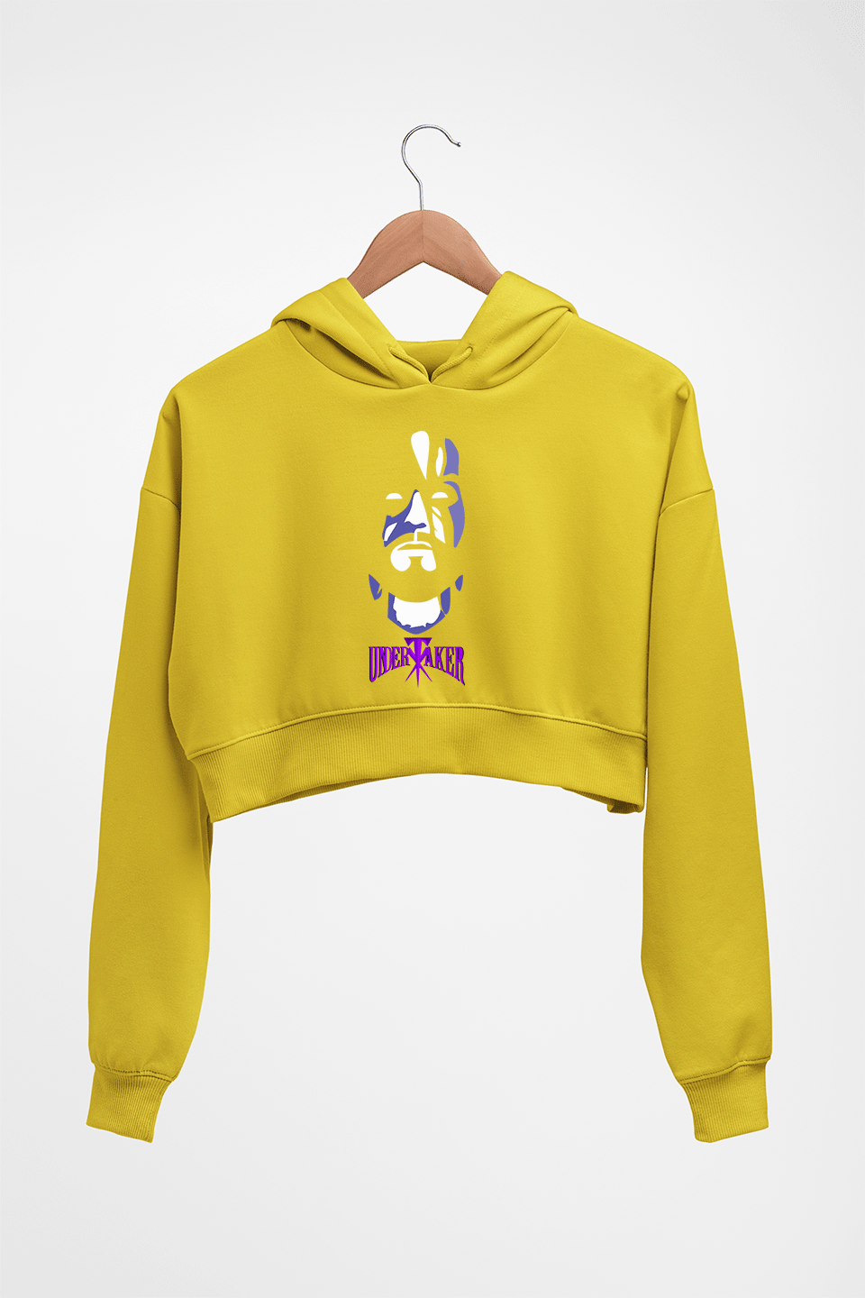Undertaker WWE Crop HOODIE FOR WOMEN-Mustard Yellow-Ektarfa.online