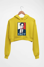 Load image into Gallery viewer, Dwight Schrute Fact Crop HOODIE FOR WOMEN-Mustard Yellow-Ektarfa.online
