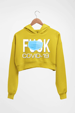 Load image into Gallery viewer, Covid 19 Crop HOODIE FOR WOMEN-Mustard Yellow-Ektarfa.online
