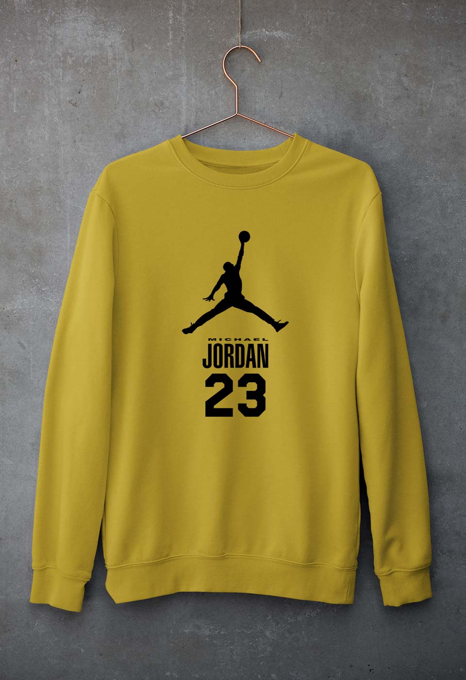 Michael Jordan Unisex Sweatshirt for Men/Women-S(40 Inches)-Mustard Yellow-Ektarfa.online