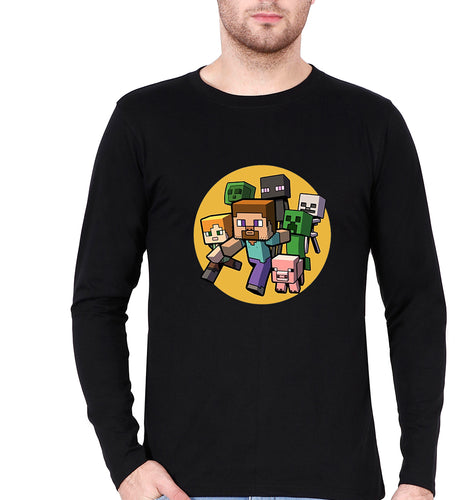 Minecraft Full Sleeves T-Shirt for Men-Black-Ektarfa.online