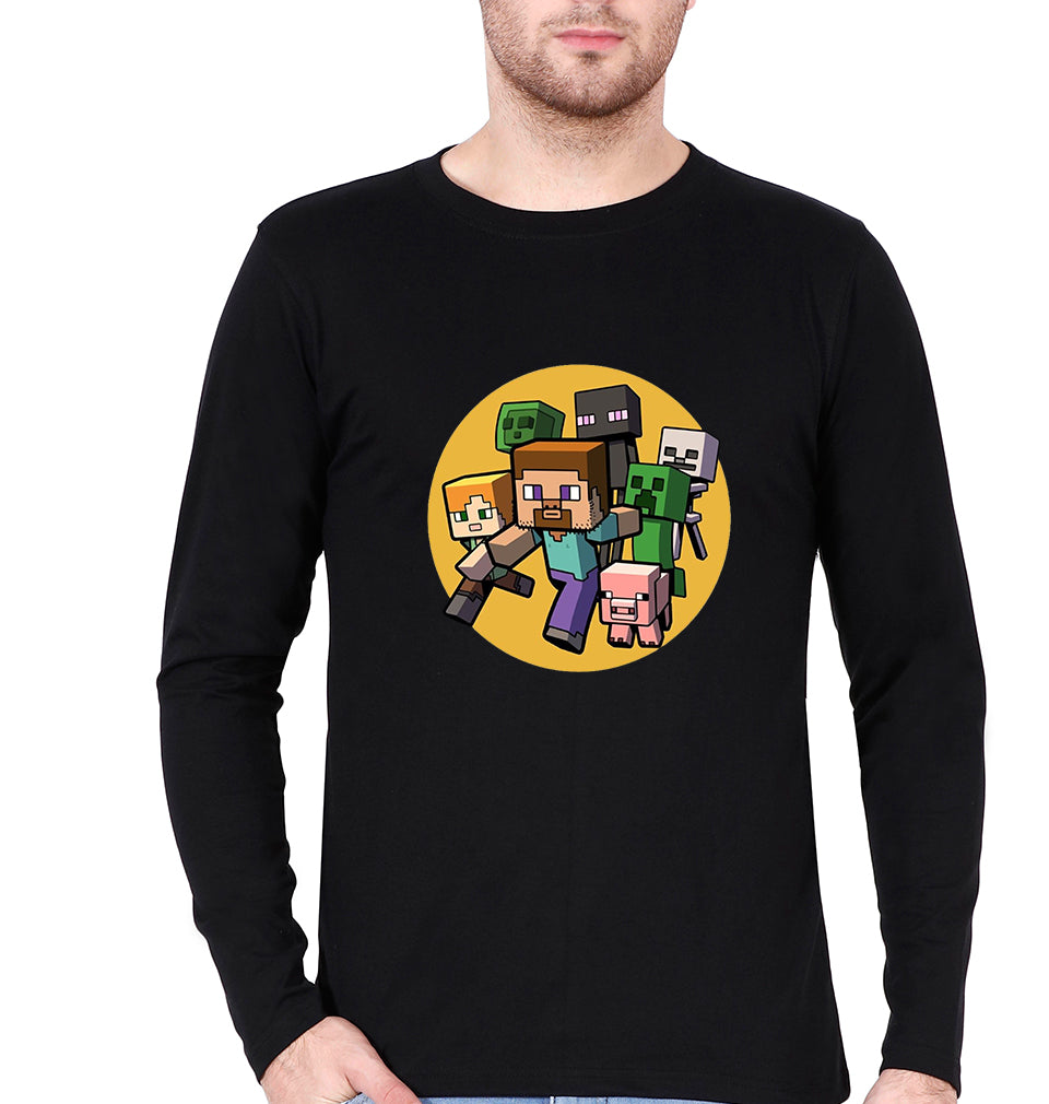 Minecraft Full Sleeves T-Shirt for Men-Black-Ektarfa.online