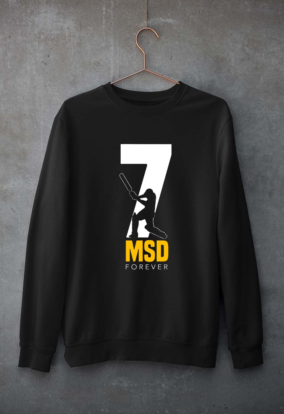 MS Dhoni (MSD) Unisex Sweatshirt for Men/Women-Black-Ektarfa.online