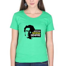 Load image into Gallery viewer, Ayrton Senna T-Shirt for Women-Flag Green-Ektarfa.online
