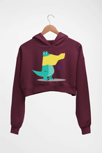 Load image into Gallery viewer, Crocodile Crop HOODIE FOR WOMEN-Maroon-Ektarfa.online
