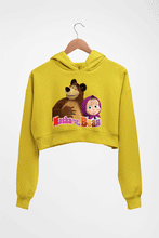 Load image into Gallery viewer, Masha and the Bear Crop HOODIE FOR WOMEN-Mustard Yellow-Ektarfa.online
