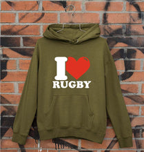 Load image into Gallery viewer, I Love Rugby Unisex Hoodie for Men/Women-Olive Green-Ektarfa.online
