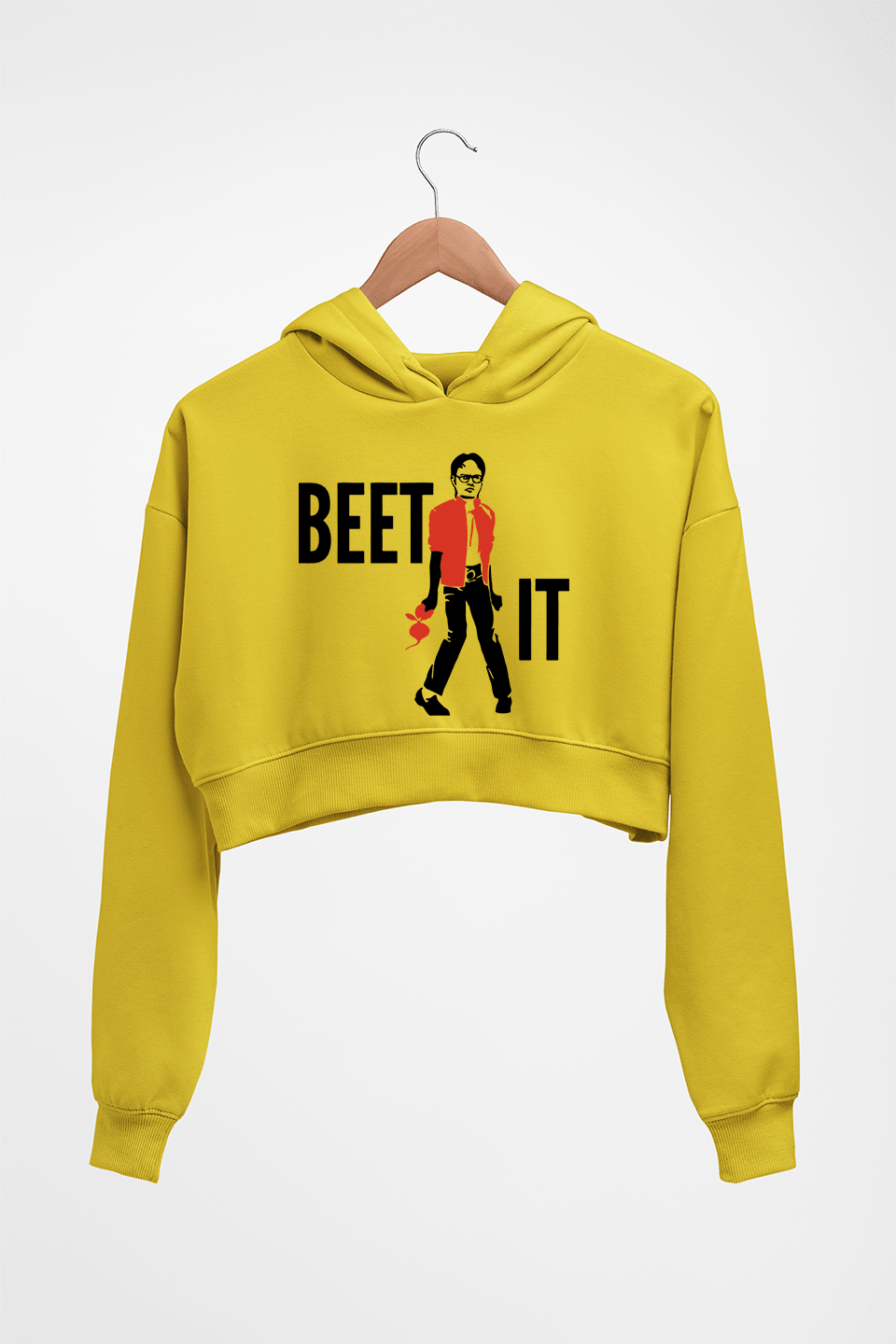 Dwight Schrute Crop HOODIE FOR WOMEN-Mustard yellow-Ektarfa.online
