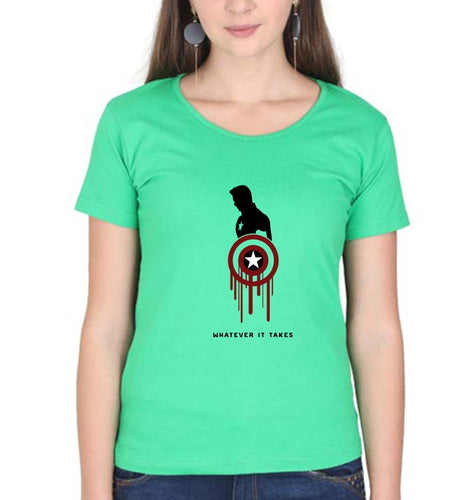 Captain America Superhero T-Shirt for Women-Flag Green-Ektarfa.online