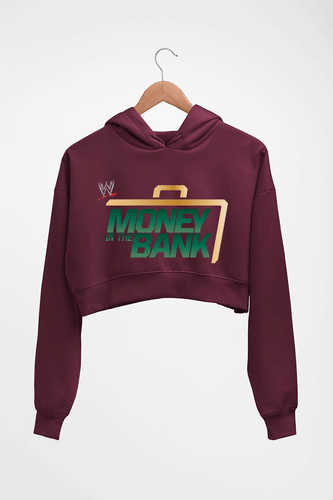WWE Money in the Bank Crop HOODIE FOR WOMEN-Maroon-Ektarfa.online