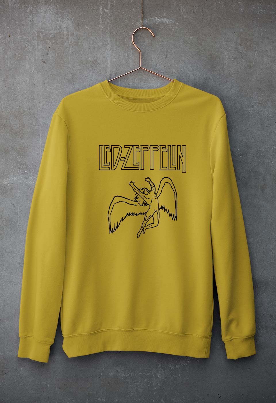 Led Zeppelin Unisex Sweatshirt for Men/Women-Mustard Yellow-Ektarfa.online