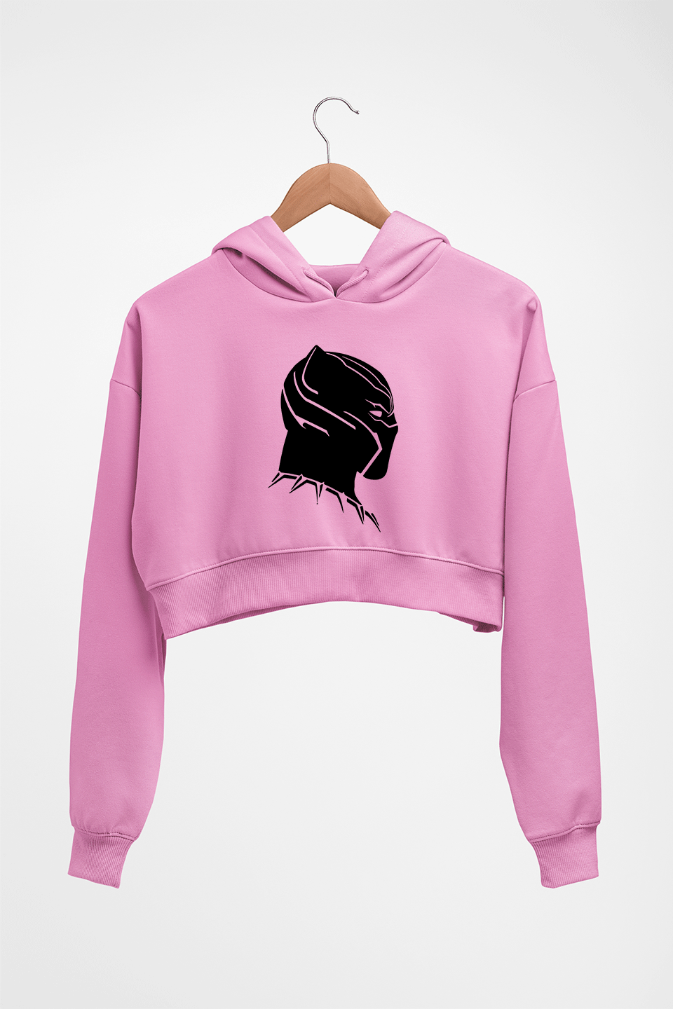 Black Panther Superhero Crop HOODIE FOR WOMEN-Light Baby Pink-Ektarfa.online