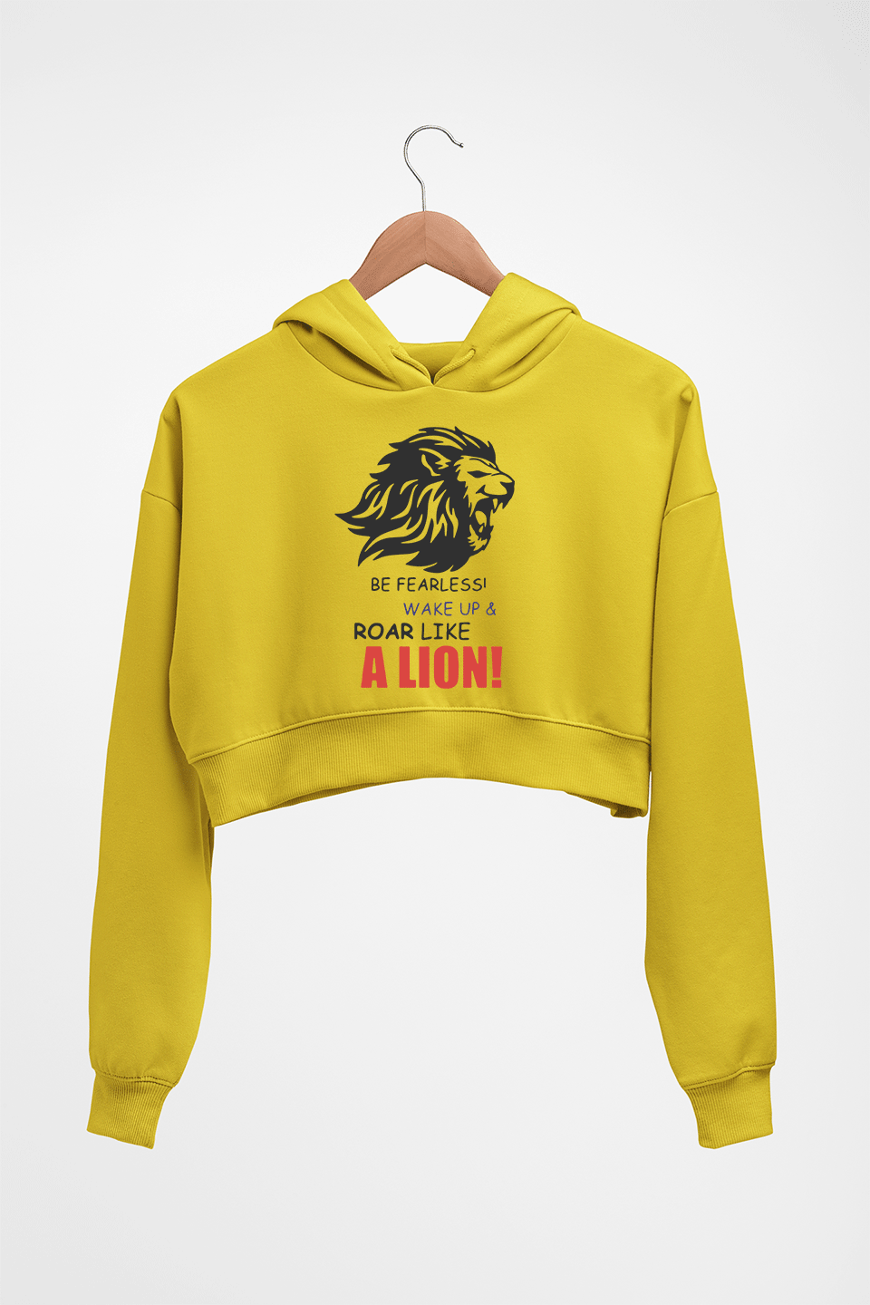 Lion Crop HOODIE FOR WOMEN-Mustard yellow-Ektarfa.online