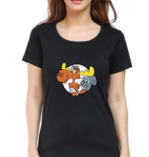 Load image into Gallery viewer, The Adventures of Rocky and Bullwinkle and Friends T-Shirt for Women-Black-Ektarfa.online
