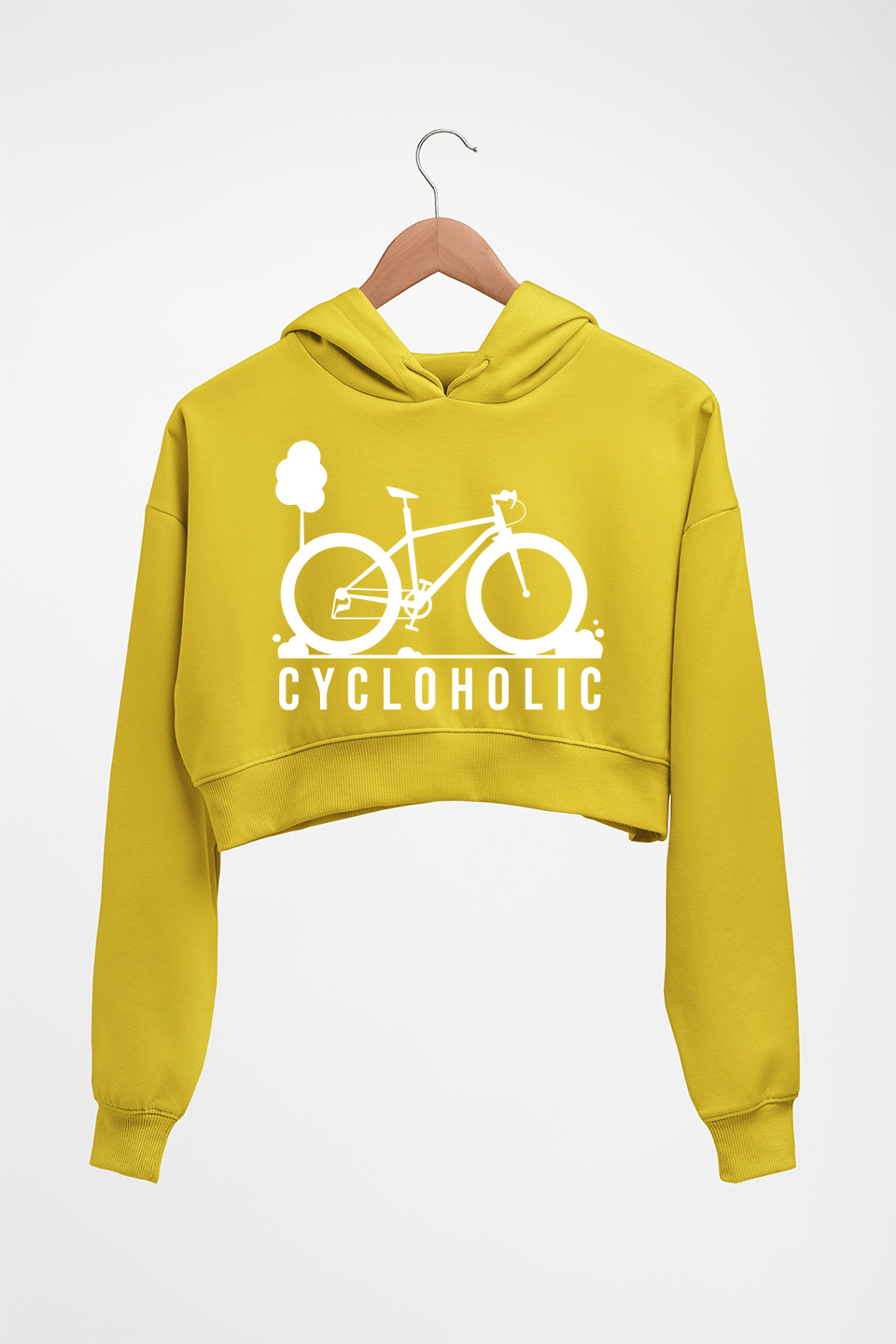 Cycloholic Crop HOODIE FOR WOMEN-Mustard Yellow-Ektarfa.online