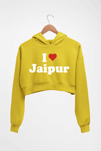 Load image into Gallery viewer, I Love Jaipur Crop HOODIE FOR WOMEN-Mustard yellow-Ektarfa.online
