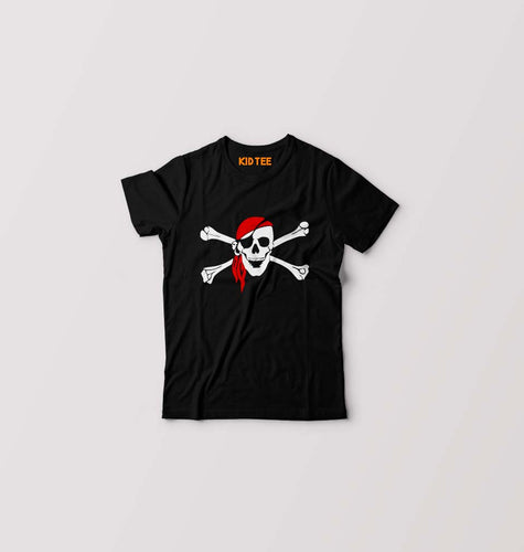 Pirate Skull Kids T-Shirt for Boy/Girl-Black-Ektarfa.online