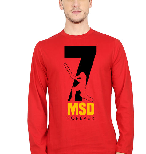 MS Dhoni (MSD) Full Sleeves T-Shirt for Men-Red-Ektarfa.online