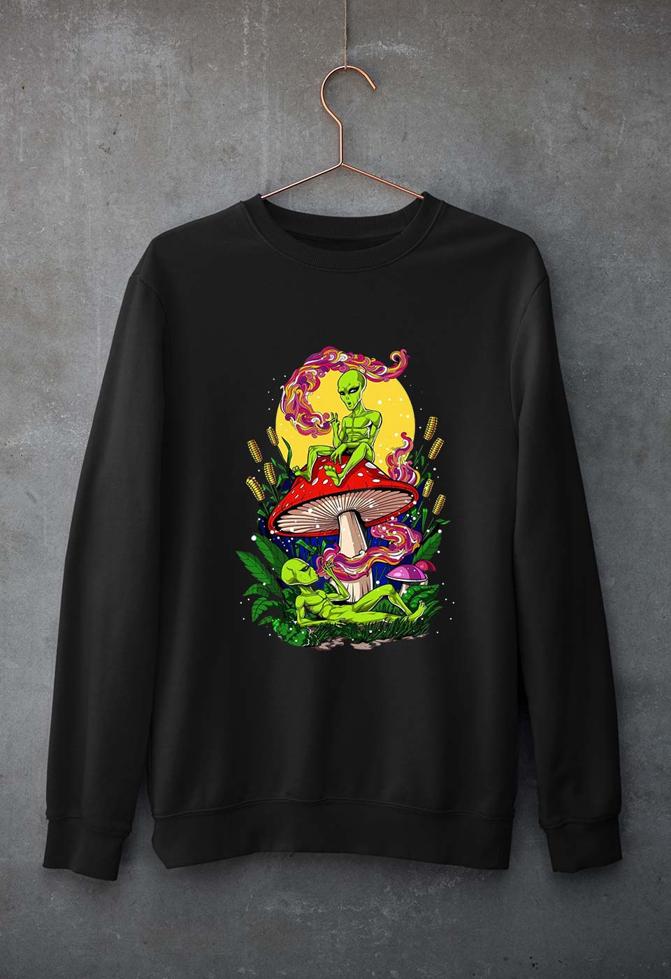 Trippy Psychedelic Weed Stoned Unisex Sweatshirt for Men/Women-Black-Ektarfa.online
