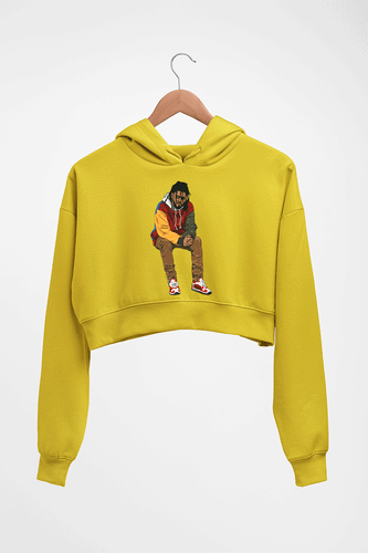 J. Cole Crop HOODIE FOR WOMEN-Mustard yellow-Ektarfa.online