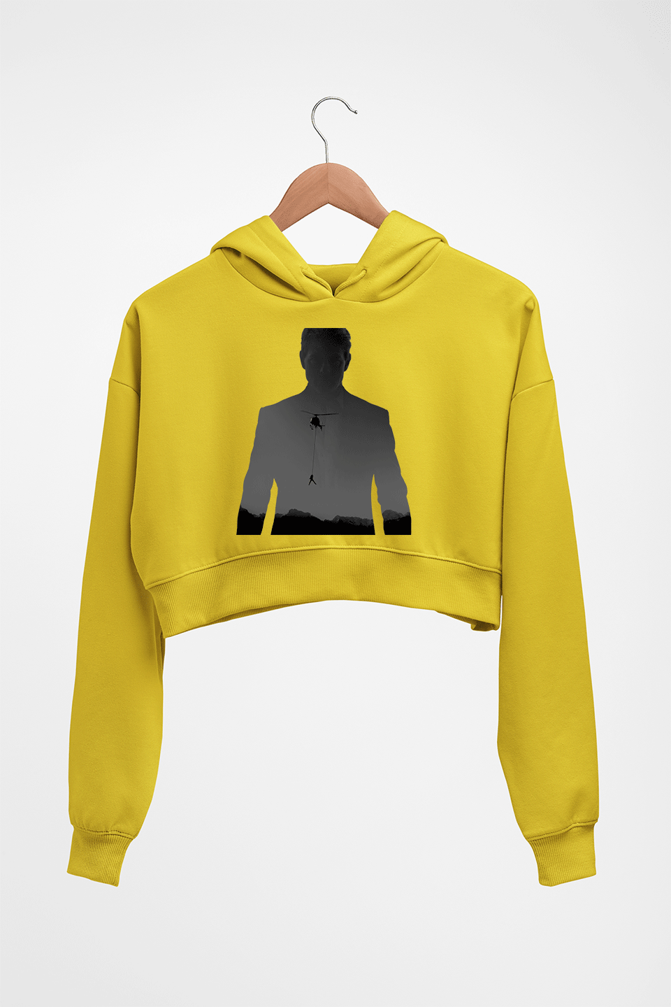 Mission Impossible (MI) Tom Cruise Crop HOODIE FOR WOMEN-Mustard Yellow-Ektarfa.online