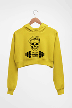 Load image into Gallery viewer, Gym Train Hard Crop HOODIE FOR WOMEN-Mustard yellow-Ektarfa.online
