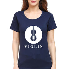 Load image into Gallery viewer, Violin T-Shirt for Women-Navy Blue-Ektarfa.online
