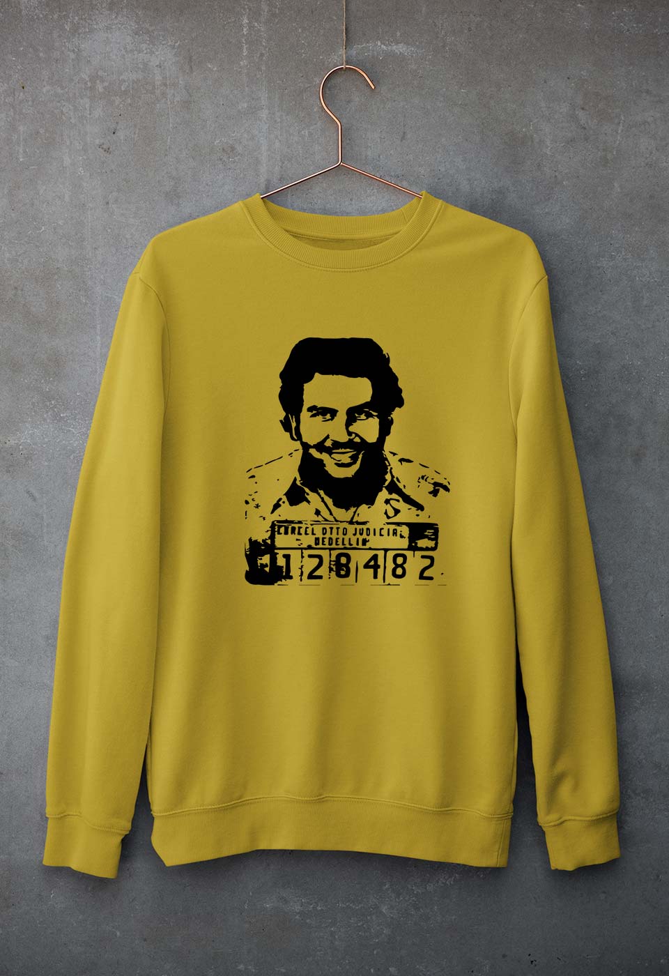 Pablo Escobar Unisex Sweatshirt for Men/Women-Mustard Yellow-Ektarfa.online