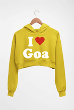 Load image into Gallery viewer, I Love Goa Crop HOODIE FOR WOMEN-Mustard yellow-Ektarfa.online
