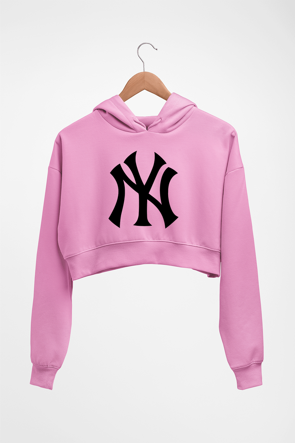 New York Yankees Crop HOODIE FOR WOMEN-Light Baby Pink-Ektarfa.online