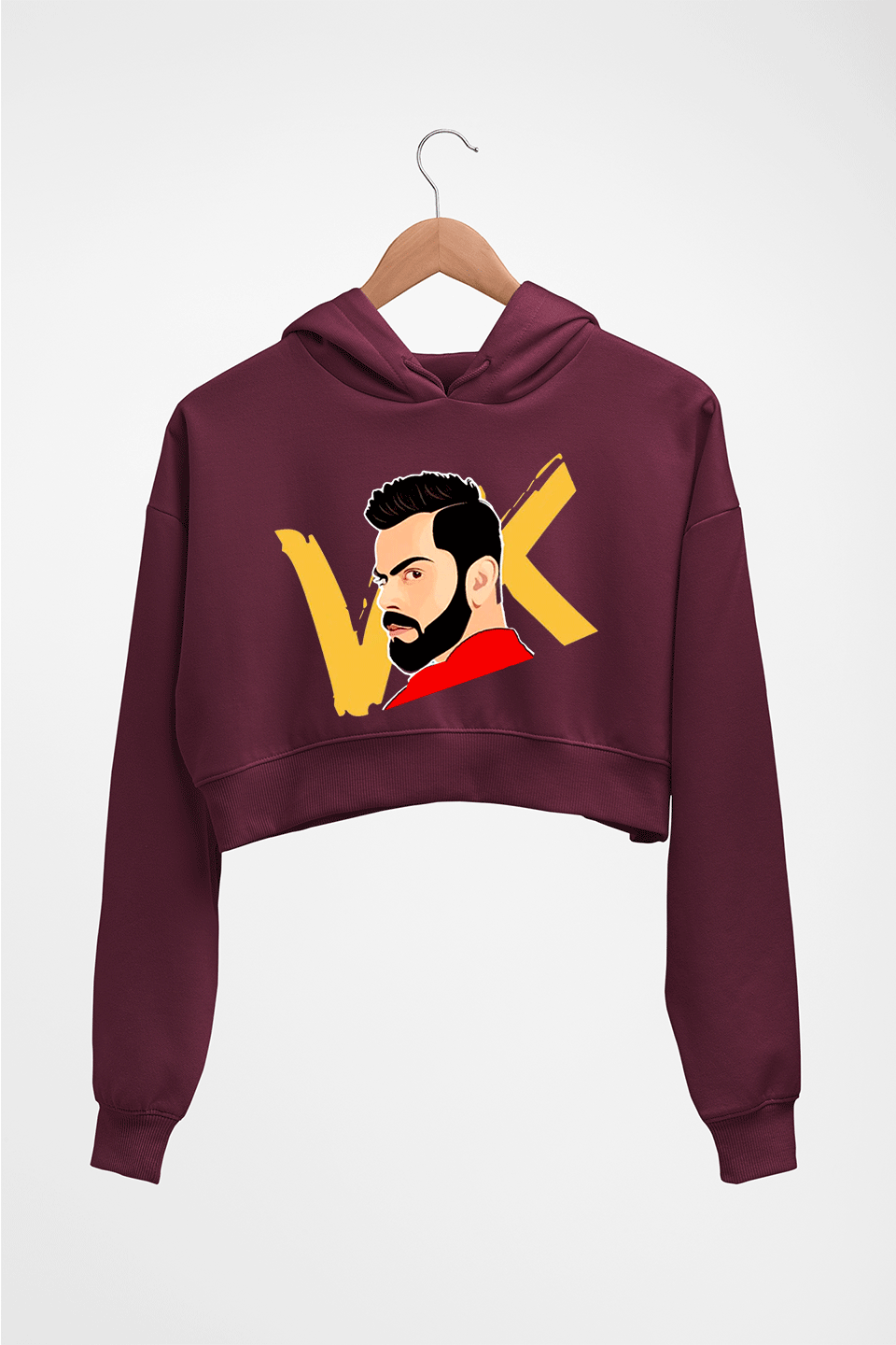 Virat Kohli Crop HOODIE FOR WOMEN-Maroon-Ektarfa.online