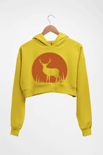 Load image into Gallery viewer, Deer Crop HOODIE FOR WOMEN-Mustard Yellow-Ektarfa.online
