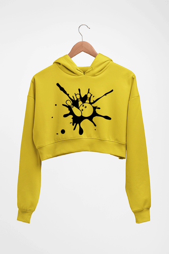 Bowling Crop HOODIE FOR WOMEN-Mustard yellow-Ektarfa.online
