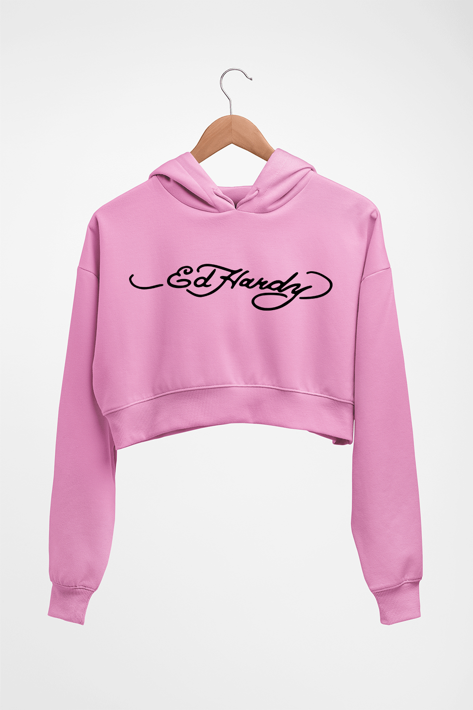 Ed Hardy Crop HOODIE FOR WOMEN-Light Baby Pink-Ektarfa.online