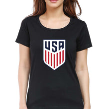 Load image into Gallery viewer, USA Football T-Shirt for Women-Black-Ektarfa.online
