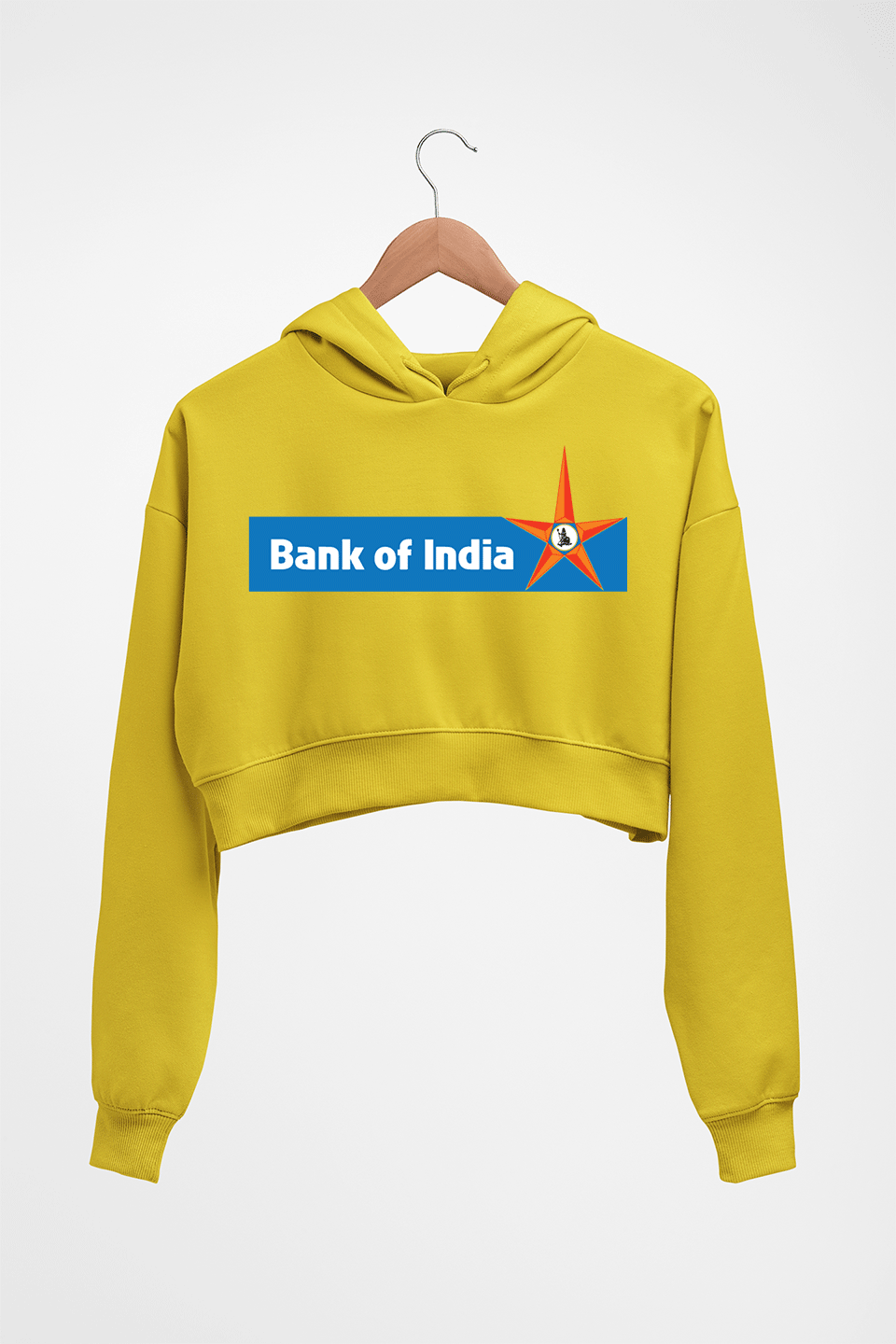 Bank of India Crop HOODIE FOR WOMEN-Mustard Yellow-Ektarfa.online