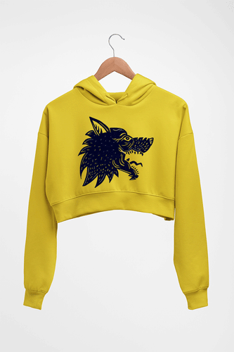 Wolf Crop HOODIE FOR WOMEN-Mustard Yellow-Ektarfa.online